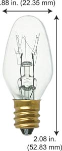Incandescent Christmas Bulbs - Strings C7 Bulbs 15C7 130V E12 BASE