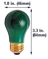 Incandescent Colored A Lamps 25A15G 130V SOLID GREEN