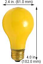 Incandescent Colored A Lamps 100A99Y/SS  YELLOW  130V