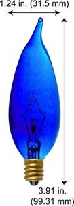 Incandescent Colored Chandelier 60CF/TB 130V TRANS-BLUE 32MM
