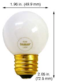 Incandescent Incandescent G16.5 60G161/2W MED BASE 130V