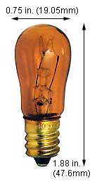 Incandescent Colored A Lamps 6S6/TA TRANSPARENT AMBER 130V