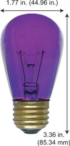 Incandescent Colored Sign Lamps 11S14TP TRANSPARENT PURPLE