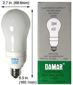 Fluorescent Compact Fluorescent A Shape Medium Screw EL20W/A21/64K