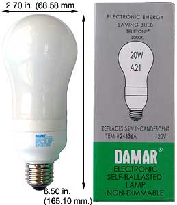 Fluorescent Compact Fluorescent A Shape Medium Screw EL20W/A21/5K