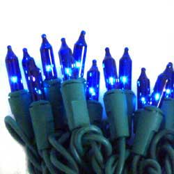 Incandescent Christmas Bulbs - Strings Mini Strings 100LT-MINI-BLUE  Green wire