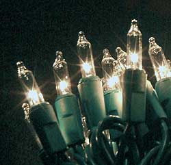 Incandescent Christmas Bulbs - Strings Mini Strings 100LT-MINI-CLEAR  Green wire