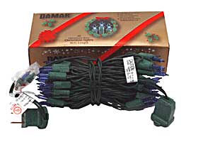 Incandescent Christmas Bulbs - Strings Mini Strings 50LT-MINI-BLUE 16FT Green wire