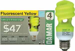 Fluorescent Compact Fluorescent Mini Spiral Medium Screw HM13SL/27K/4PK/YELLOW/SS
