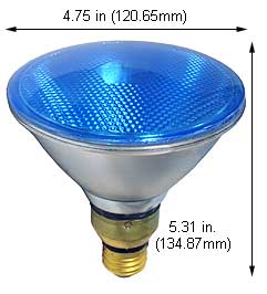 Incandescent Colored Reflector - Par 90PAR38QFL/BLUE-WHITE 130V