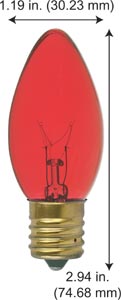Incandescent Christmas Bulbs - Strings C9 Bulbs 7C9TR-BULK TRANS-RED   130V