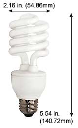 Fluorescent Compact Fluorescent Mini Spiral Medium Screw HM20SL/27K 120V MINI-SPIRAL