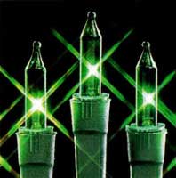 Incandescent Christmas Bulbs - Strings Mini Strings D 100LT-MINI-GREEN 28FT  Green wire