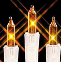 Incandescent Christmas Bulbs - Strings Mini Strings 100LT-MINI-AMBER 28FT White wire