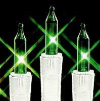 Incandescent Christmas Bulbs - Strings Mini Strings 50LT-MINI-GREEN 16FT  White wire