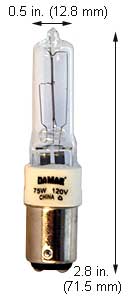 Tungsten Halogen(Quartz) Tungsten Halogen JD 75QCLDC 
