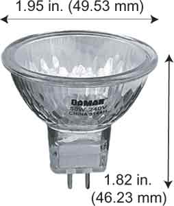 Tungsten Halogen(Quartz) Tungsten Halogen MR16 EXN 240V 50W MR16 GX5.3 BASE
