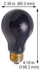 Incandescent Black Lite Bulbs 75A19BL BLACK LITE