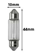 Incandescent Miniature Festoon 5W 24V CLEAR FESTOON 10X44MM